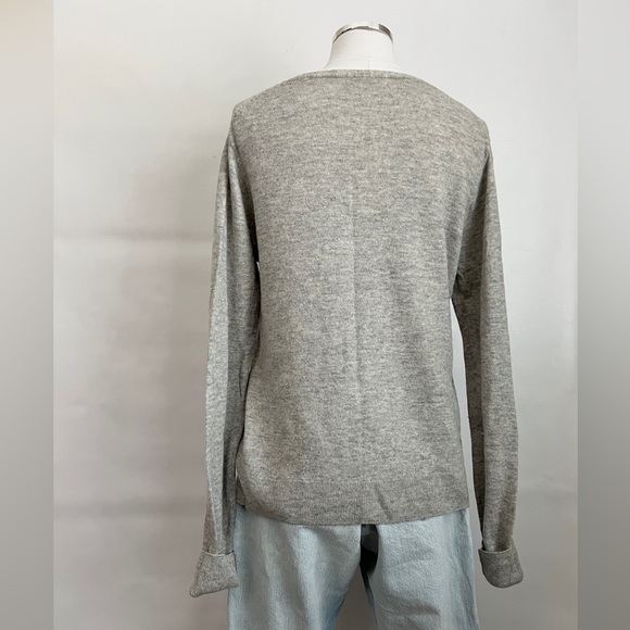 uniqlo | cozy heather gray wool blend vneck long sleeve pullover sweater | sz l - Picture 4 of 4